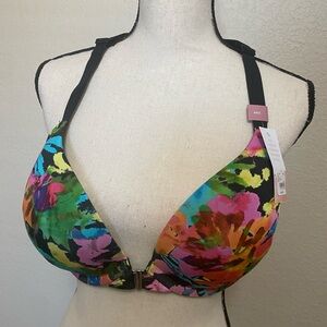 NWT Cacique Multicolor Front-Close Boost Plunge floral Bra sz 40C